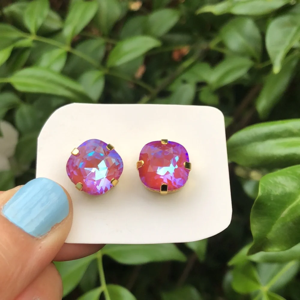 Hyacinth Aurora Borealis Crystal Earrings